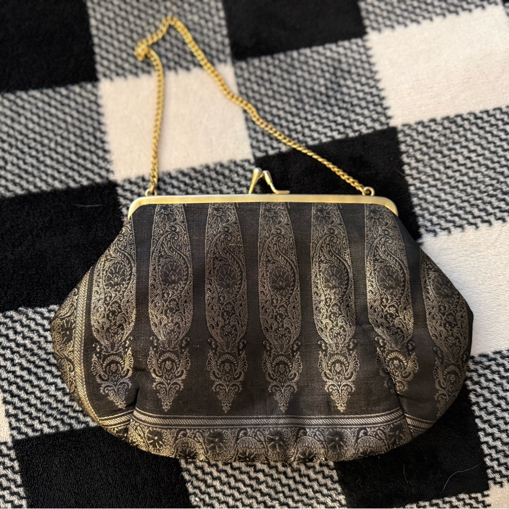 Vintage Ornate Black and Gold Women's Clutch